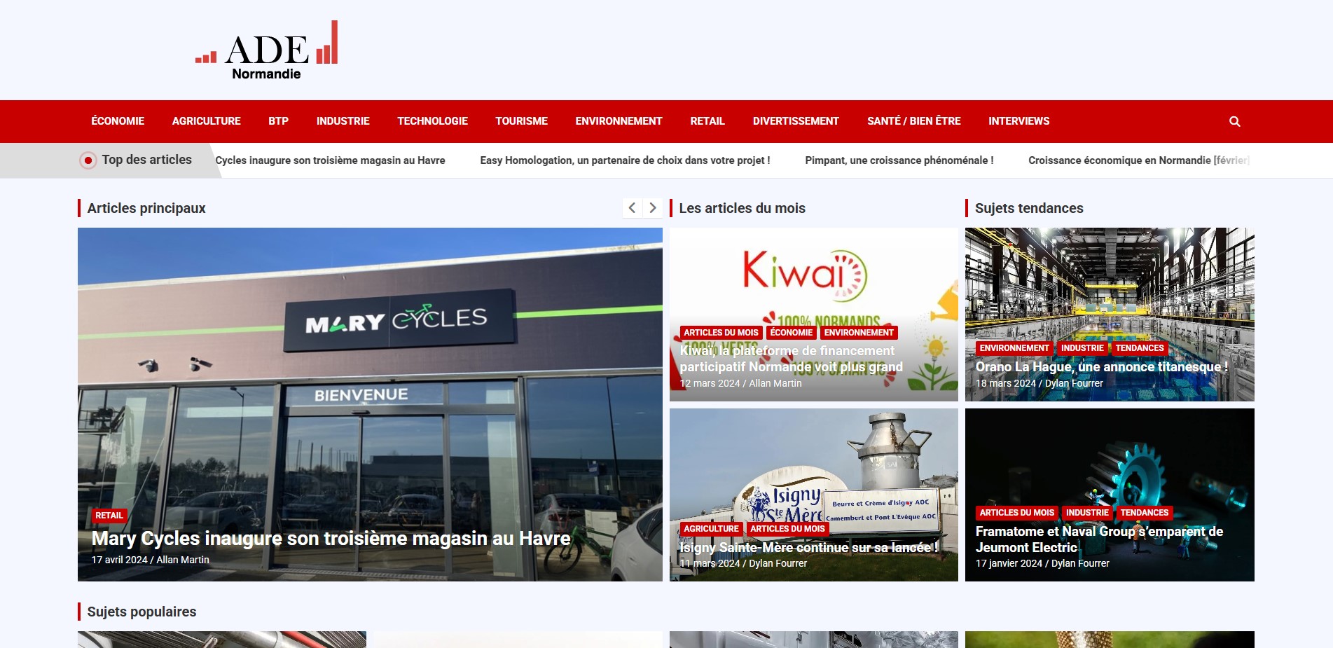 Site internet Actu des entreprises